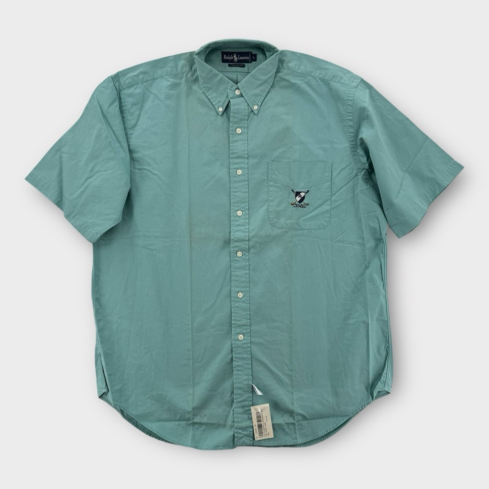 Ralph Lauren Shirt Mens Large Button Down Embroidered Golf Clubhouse Blue NWT